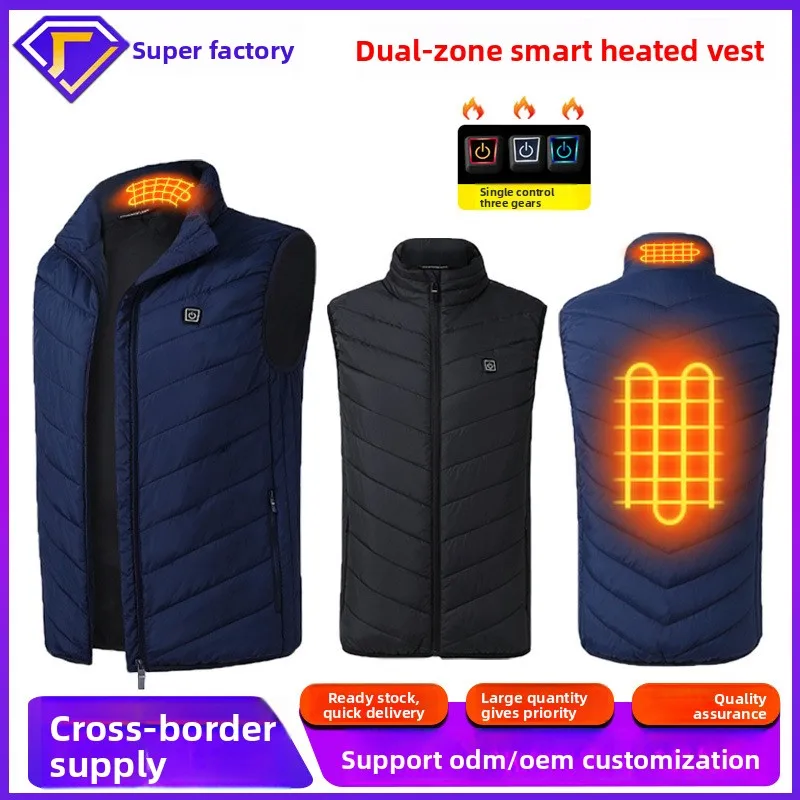 2-Zone Heating, Constant Temperature Warmth Unisex Heated Vest - Stand Collar,