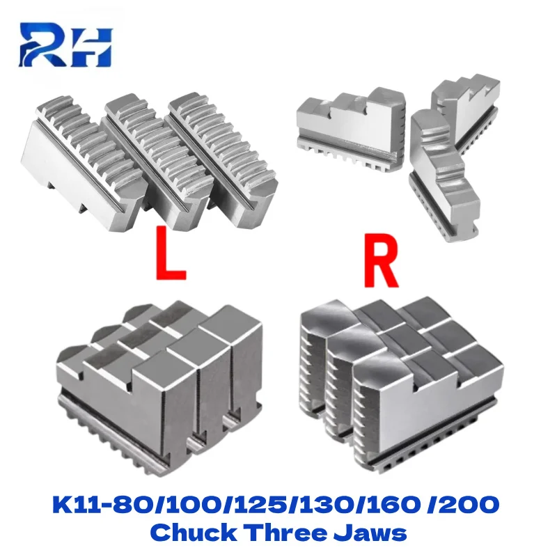 

K11-80 K11-100 K11-125/130/160 Прецизионный патрон с тремя кулачками, трехкулачковый патрон с ЧПУ, ножка для карт, 3 шт./компл., механический токарный станок, инструмент