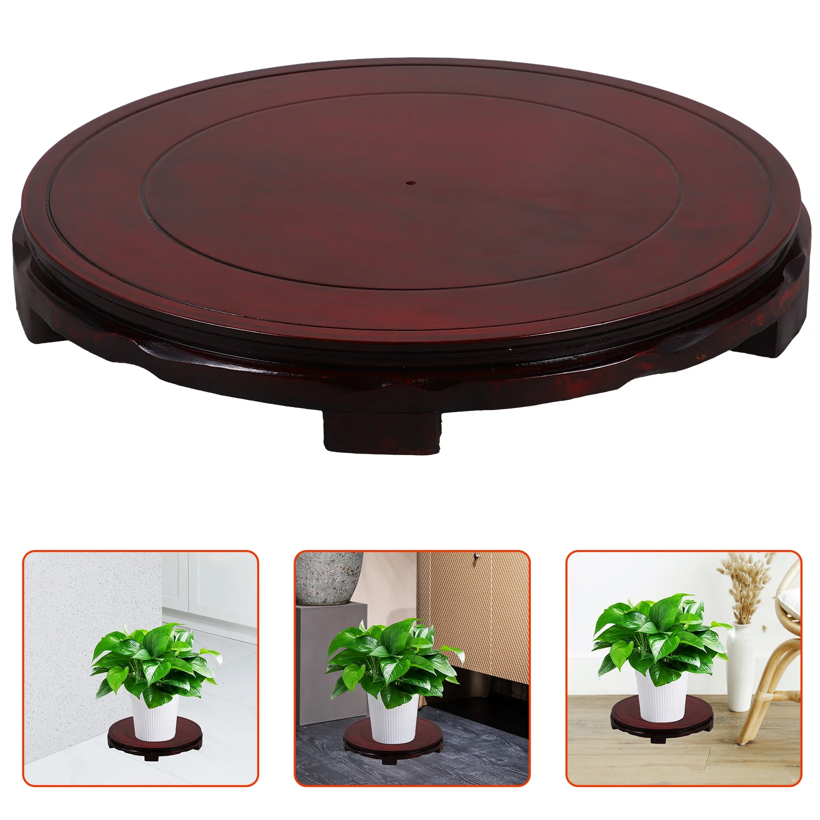 

Circular Wooden Stand Hand-Crafted Oriental Display Pedestal Aquarium Table Decor Wooden Display Stand for Table