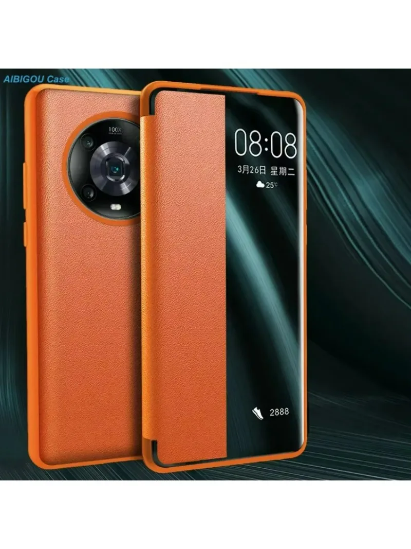 Etui Skórzane z Okienkiem na Kamerę, Ochronne, Pełne Pokrycie, Odporne na Wstrząsy do HUAWEI Honor Magic 6 4 Pro 5 7 Flip, Pokrowce na Telefon Honor Magic 5 4 Pro — zdjęcie produktu 7
