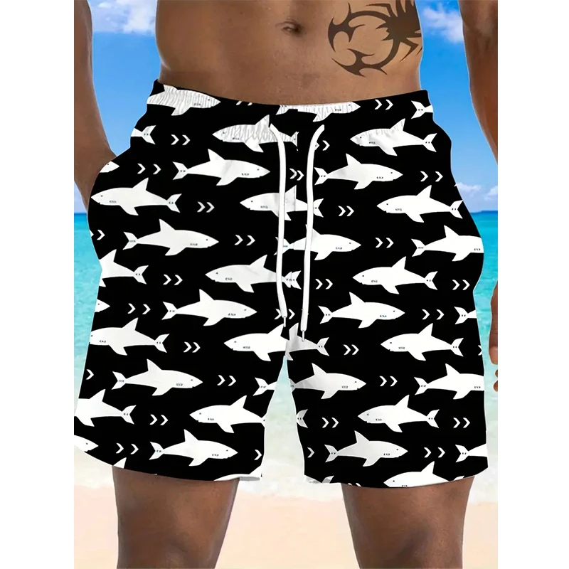 

Fashion Shark Pattern Beach Shorts 2026 Men Fashion Summer Cool 3D Print Swim Trunks Loose Streetwear Hip Hop Short Pants