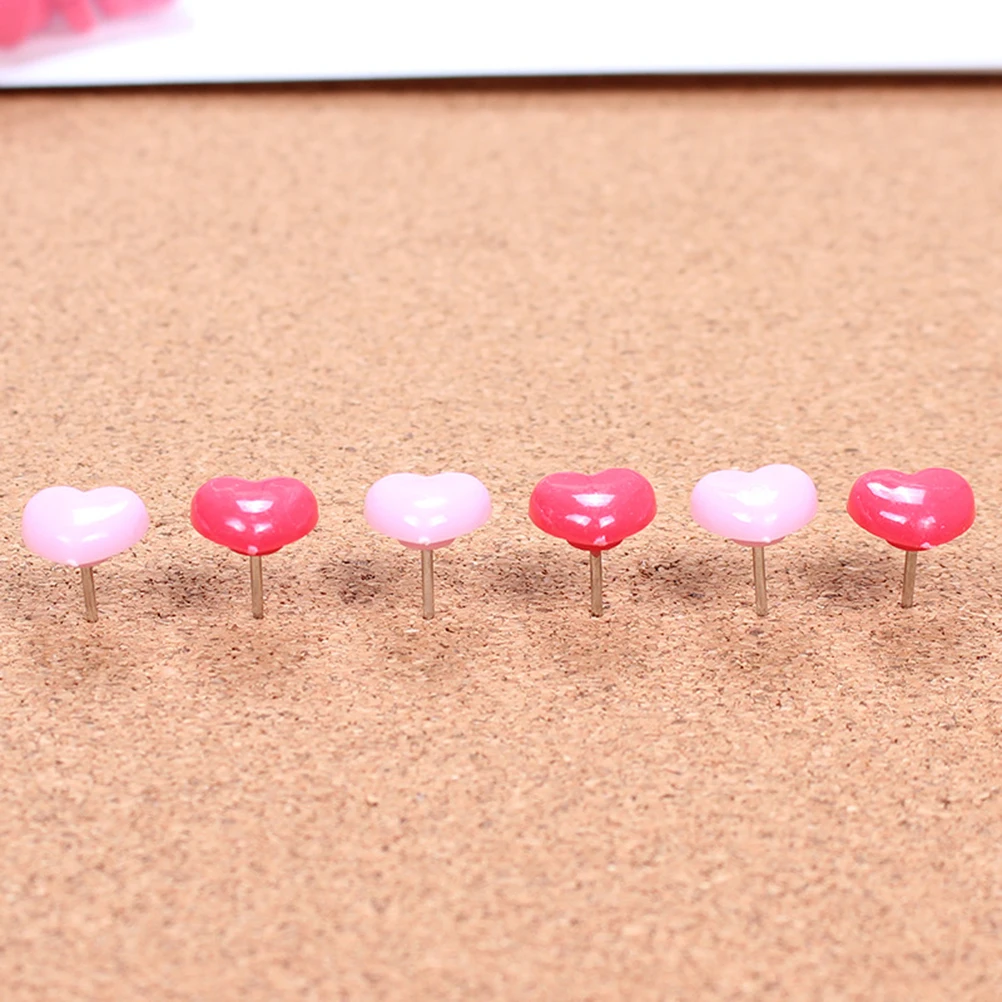 

100 Pcs Pushpin Box Decoration Safety Pins for Cork Board Heart Shape Decorative Thumbtacks