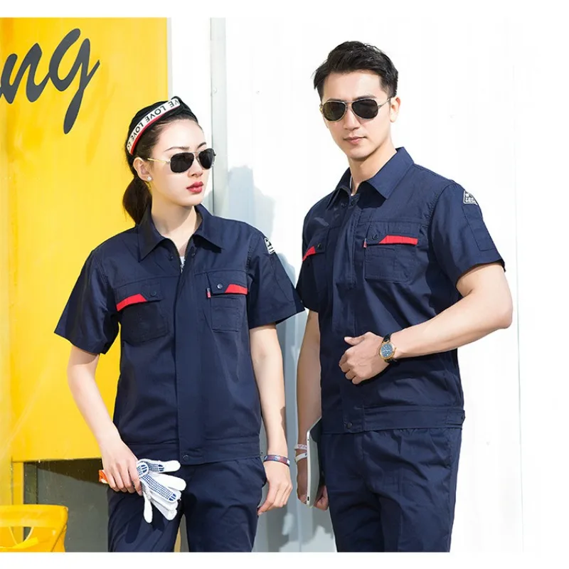 

Summer Anti-static Men's Short-sleeved Half-sleeved Top Electrician Labor Insurance Work Clothes Suit Overall Workwear