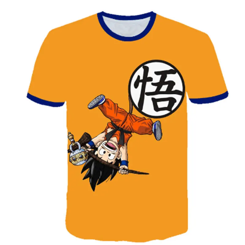 2024 Summer Dragon Ball Z Boys\' T-shirt 3D Goku Print Men\'s Harajuku Fashion Short Sleeve Casual Top