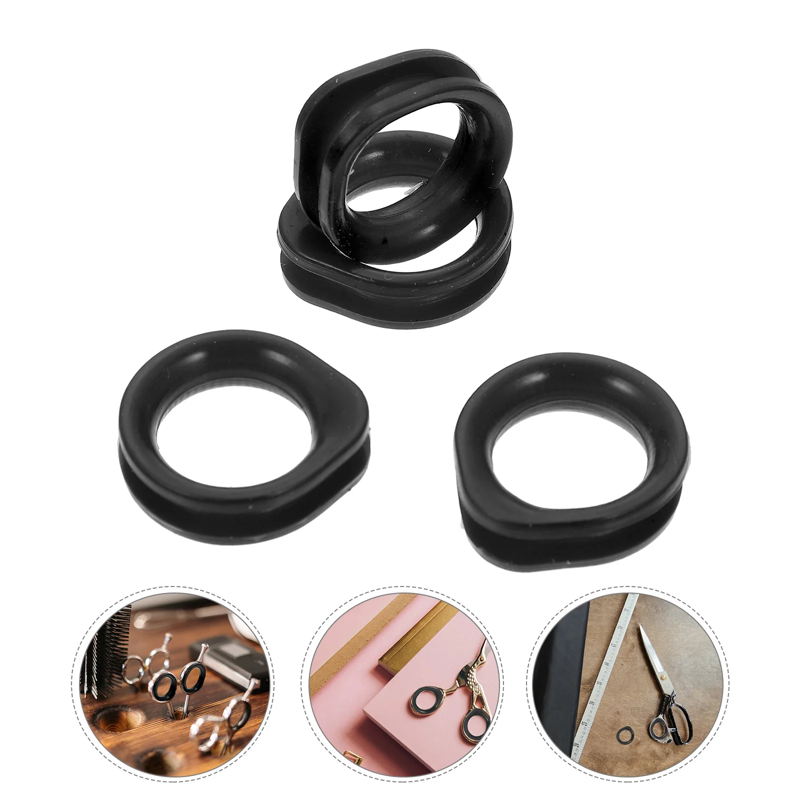 

10 Pcs Hair Salons Pet Cuts Scissors Shear Finger Inserts Black Silicone Ring Poultry Rings Silica Gel Protector Bridegroom