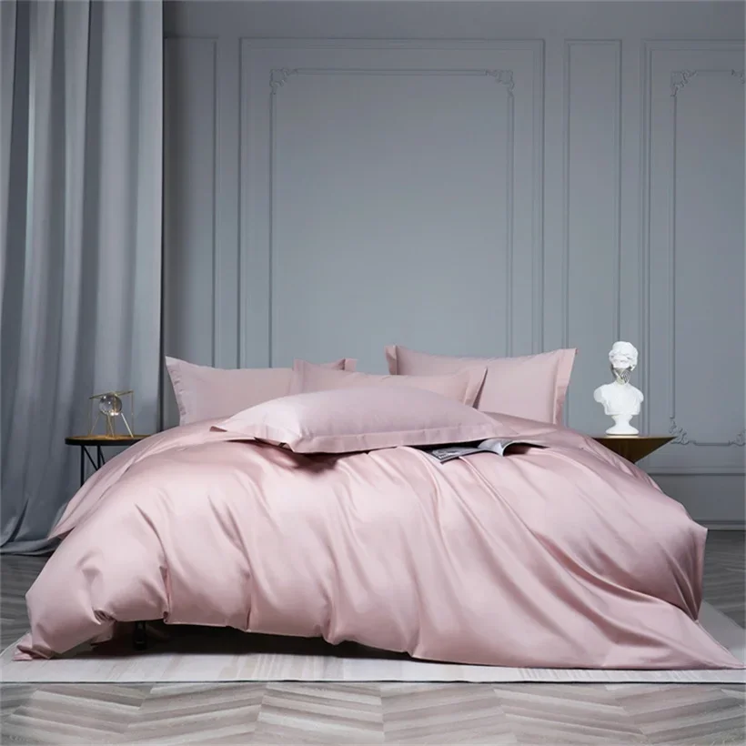 

Solid Color 3/4Pcs Egyptian Cotton Duvet Cover Bed Sheet Set Pillowcase Luxury Comforter Cover Silky Bed Linens Queen King Size