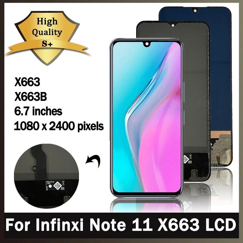 

6,7-дюймовый ЖК-дисплей Ori/TFT Note 11 для Infinix Note 11, ЖК-дисплей X663, X663B, сенсорная панель, дигитайзер экрана в сборе, замена