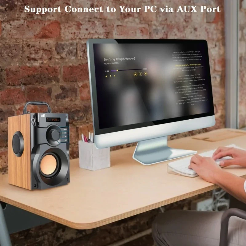 Altavoz inalámbrico con Bluetooth, Subwoofer, altavoces estéreo portátiles para música de graves, columna compatible con Radio FM, TF, AUX, USB, Control remoto