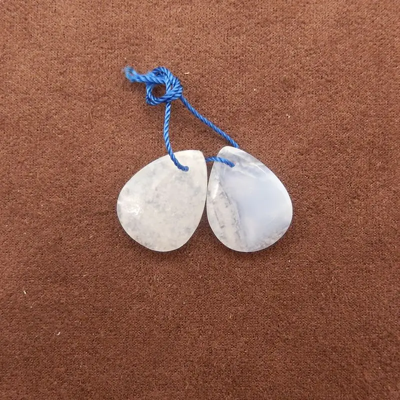 

Синие кружевные серьги-капли из агата, пара натуральных драгоценных камней с туманными сине-белыми узорами, ювелирный аксессуар 19x14x4 мм-2,5 г