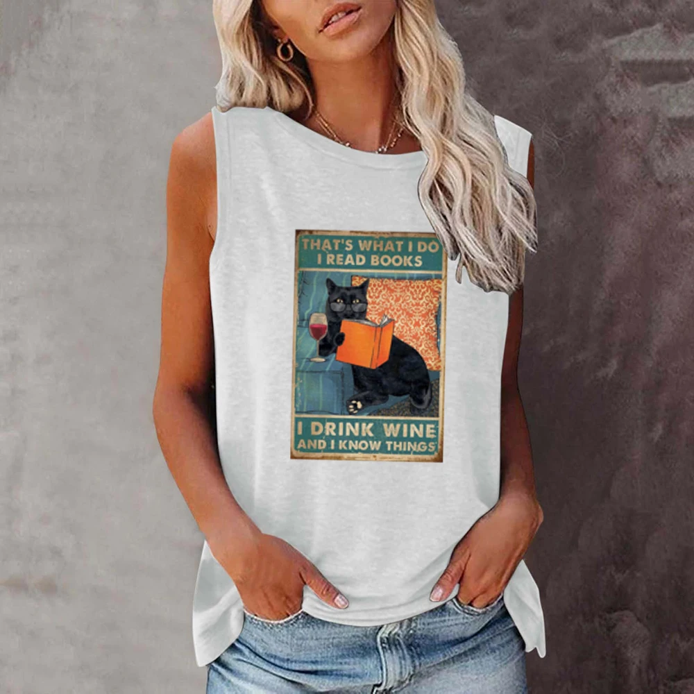 Seeyoushy That's What I Do I Read Books I Drink Wine and I Know Things Print Funny Women T Shirt Summer New Sleeveless Tee Top