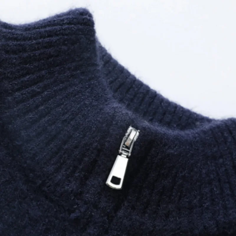 men's autumn winter long sleeves knit sweater high neck button jacquard keep warm pullover fashion leisure trend men's clothing