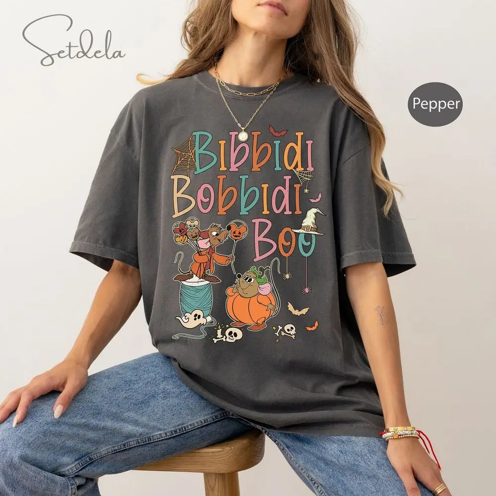 Retro Bibbidi Bobbidi Boo Halloween Comfort Colors Shirt, Jaq And Gus Shirt,