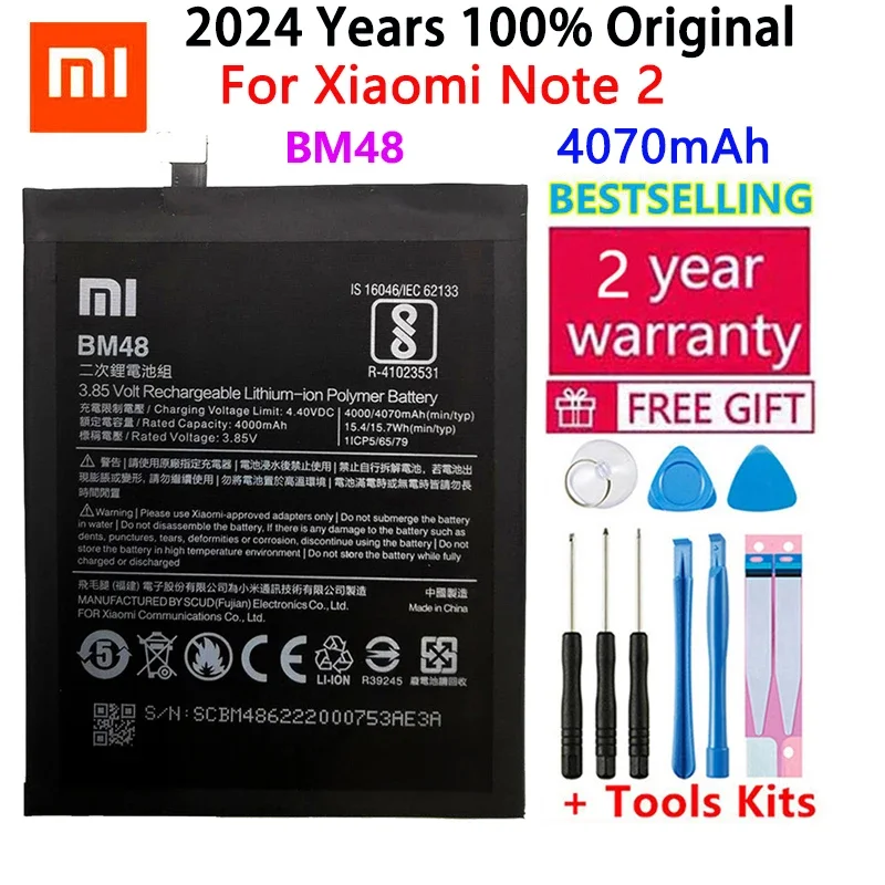 Оригинальный аккумулятор для телефона Xiao Mi на 2024 год BM48 для Xiaomi Note 2 Note2, высококачественный сменный аккумулятор 4070 мАч, быстрая доставка