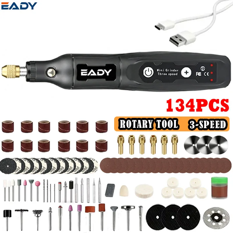 EADY 3.7V 3-Speed USB Rechargeable Cordless Rotary Tool – Mini Drill & Engraving Pen for Jewelry, Metal, DIY Craft