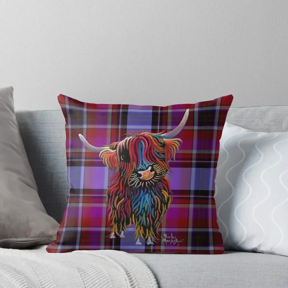 HiGHLaND CoW PRiNT SCoTTiSH ' TaRTaN BaBe P ' BY SHiRLeY MacARTHuR Throw Pillow Anime Throw Pillow Covers pillow