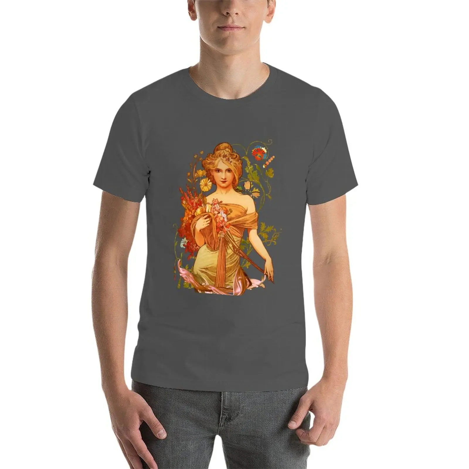 New Mucha Floral T-Shirt black t shirts funny t shirt oversized t shirts mens graphic t-shirts hip hop