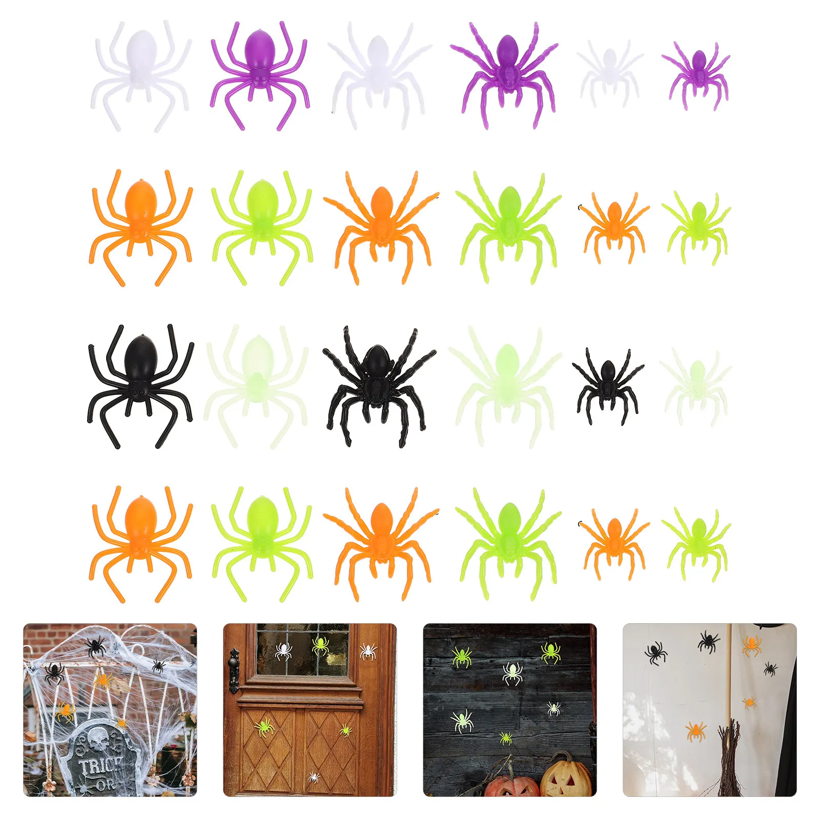 

200 Pcs Spider Props Mini Plastic Spiders Colorful Prank Toy Minirature Halloween Small Fake