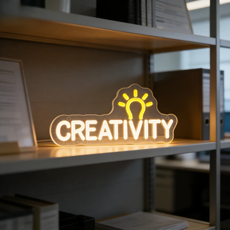 CREATIVITY Neon Sign with Light Bulb Modern Home Office Decor Inspirational Wall Art for Cafe Bar Restaurant  LED Lighting Gift