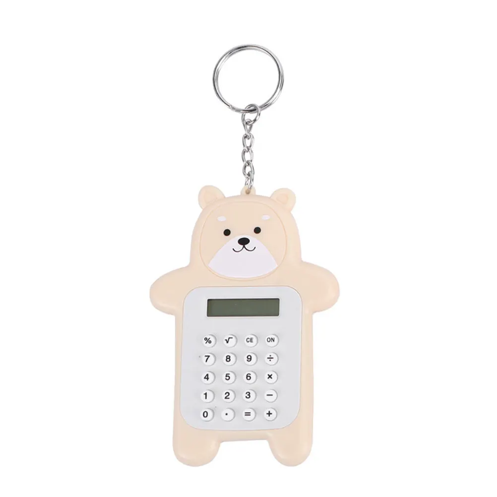 Mini Calculator Keychain Portable Hanging Calculator for Students Office Supplies Decorative Bear Pendant Small Basic Computing