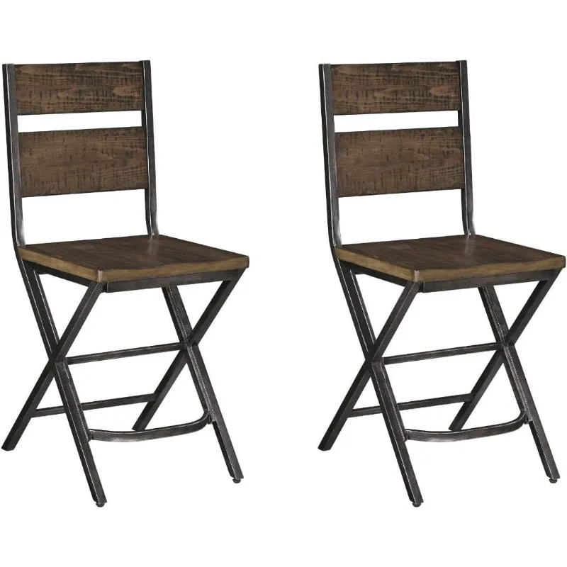 

Kavara 24" Rustic Counter Height Barstool, 2 Count, Brown