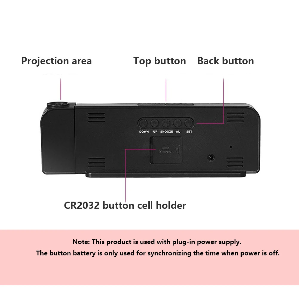 الإسقاط المنبه ساعة العارض عدد كبير عرض مكتب المنبه متعددة الوظائف لضعاف السمع والصم
