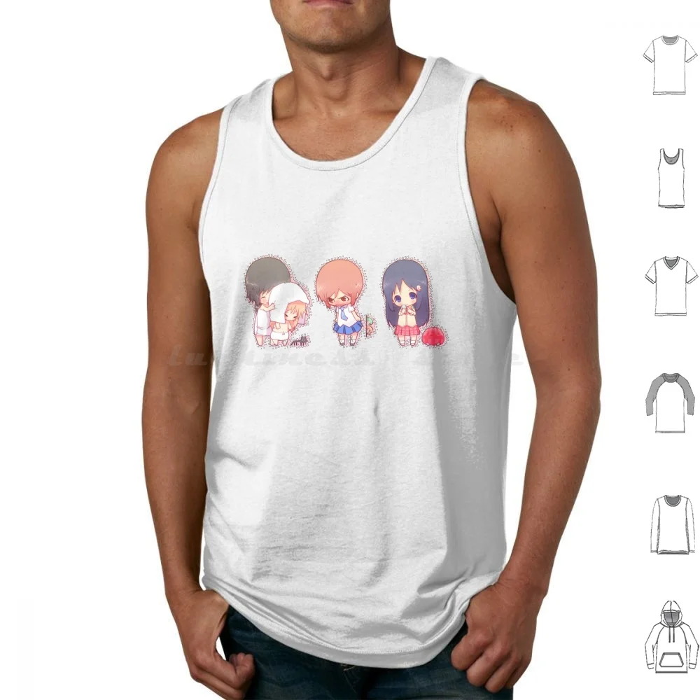 Chibi Nichijou-Yuuko , Mio And Mai Tank Tops Print Cotton Nichijou Yuukos Nezumi Sakamoto Nichijou Obk Obake Nichijou
