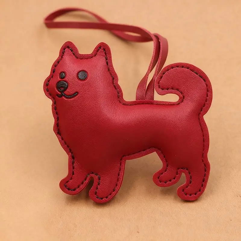 Niedlicher Schlüsselanhänger aus Kunstleder, Taschenanhänger in Form eines Samojed-Hundes für Handtaschen, handgefertigter Tieranhänger, Geschenk für Frauen/perfektes Taschenaccessoire. – Detail 7