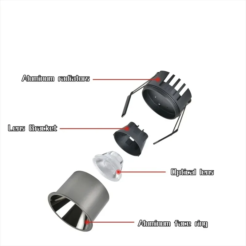 Narrow-edge Smart Anti-glare COB Spotlight 7W Bluetooth Zigbee Dali Dimmabe 3CCT 12W LED Downlight AC85-265V Home and Commercial