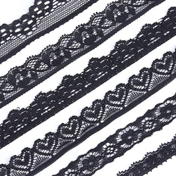 Nuovo tessuto da ricamo 1-2cm tessuto di pizzo nero 5 yarde Trim pizzo con occhielli in cotone africano rifiniture in Chiffon di pizzo di alta qualità