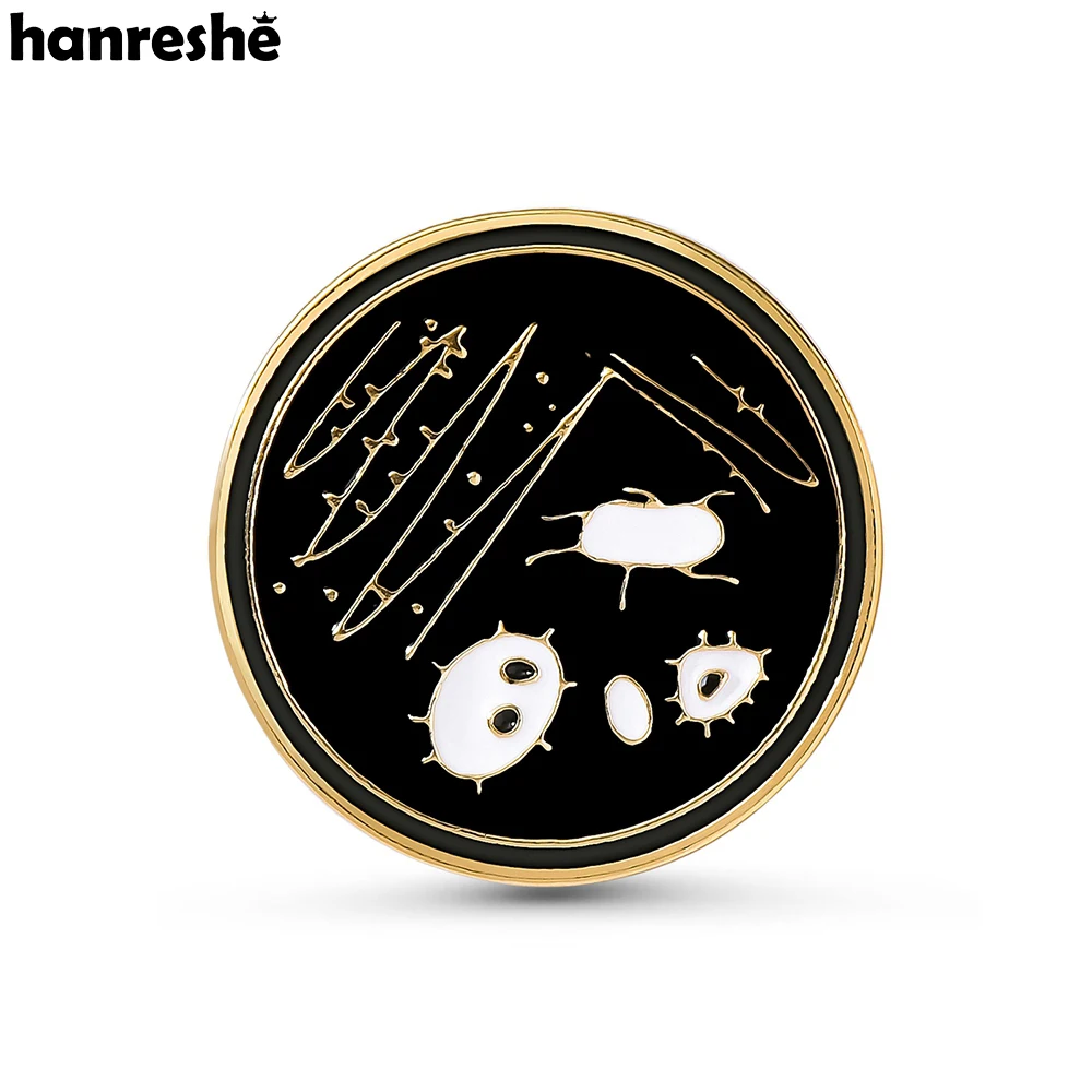 Hanreshe Biological Bacterial Petri Dish Enamel Pin Biochemical Science Lapel Backpack Brooch Badge Laboratory JewelryGifts