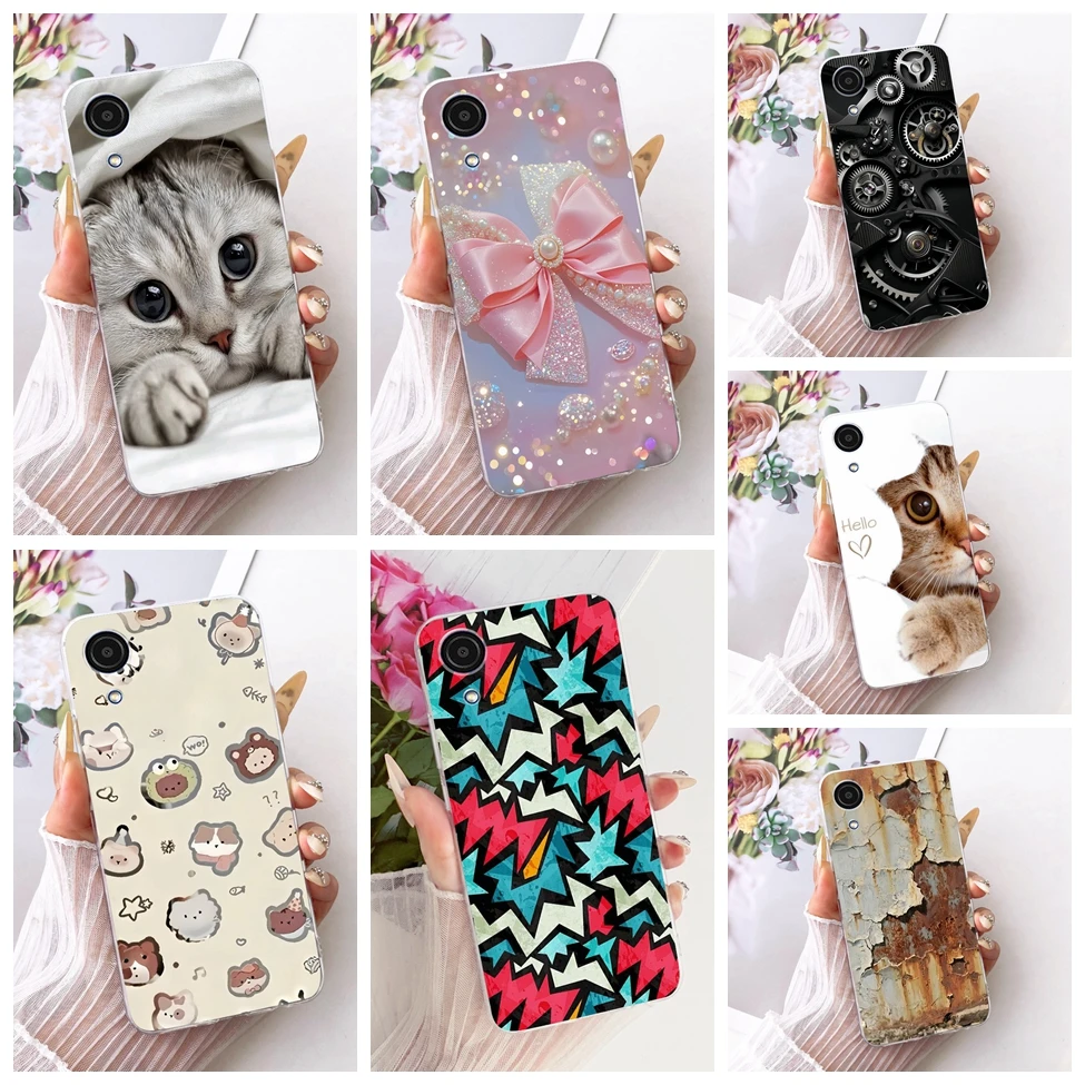Clear For Samsung A03 Core Case Cute Cat Fashion Flowers Funny Painted Soft Casing For Samsung Galaxy A03 Core SM-A032F SM-A032M