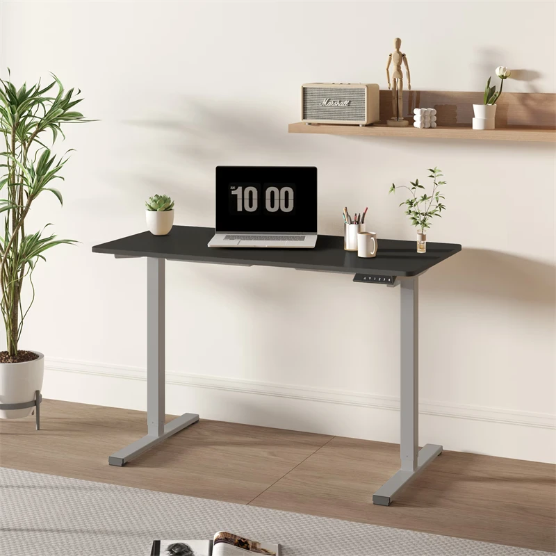 

Electric Standing Desk Adjustable Height Desk Home Office Computer Workstation Sit Stand up Desk, 55 x 28 inches (grey frame + b