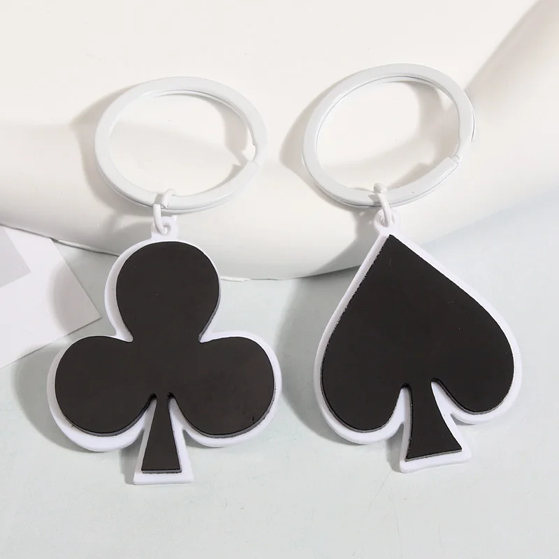 Funny Keychain Poker Cards Symbol Club Spade Key Ring Playing Card Key Chains Souvenir Gifts For Women Men DIY Handmade Jewelry