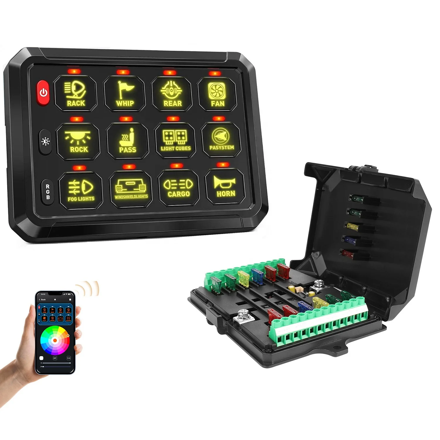 Hot Selling 6 8 12 Gangs LED Switch Panel LED Light Background Wireless Or App Control Universal System