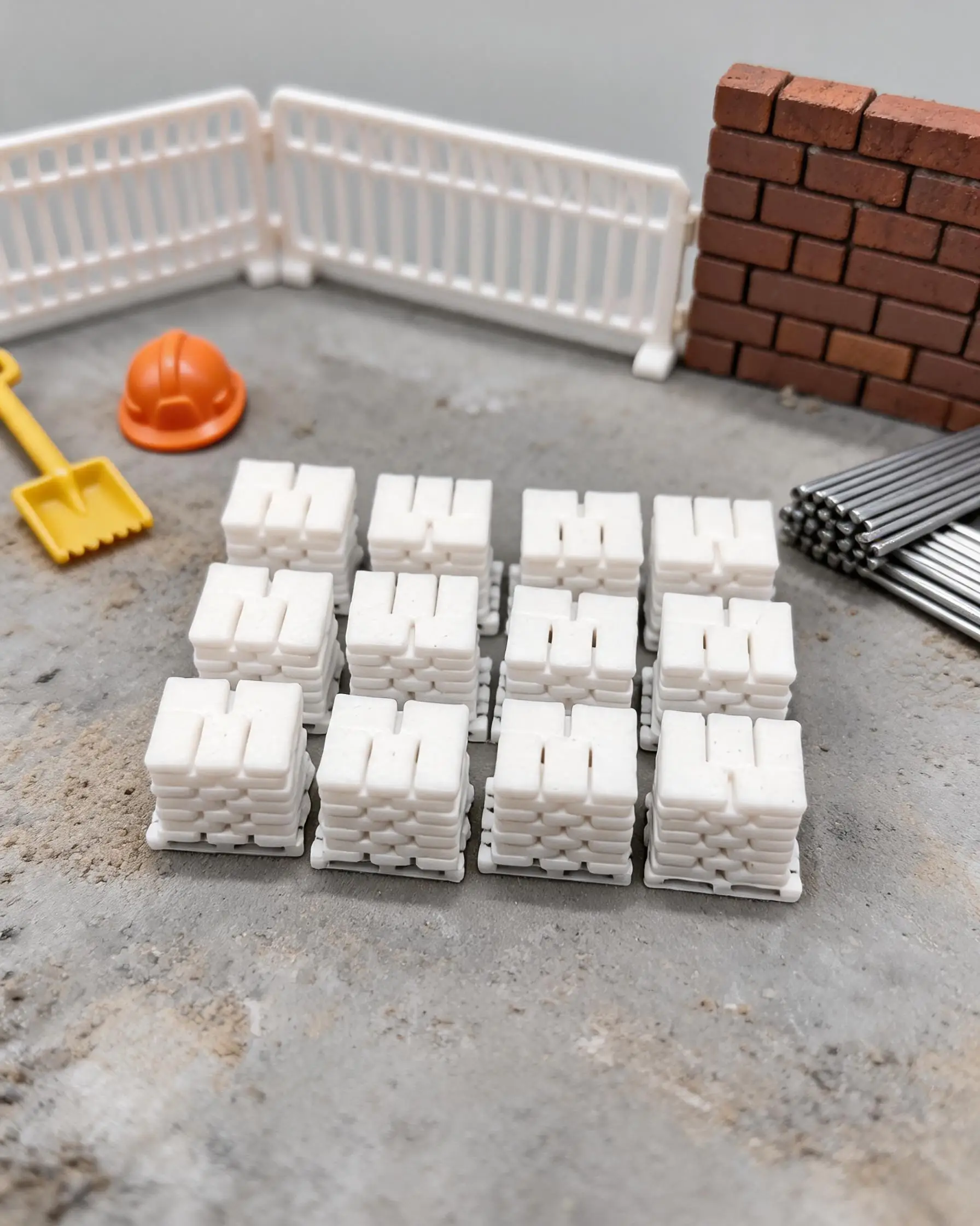 1cm Mini Pallet Stacked Cement Bags Model, Miniature Construction Site Diorama Accessory