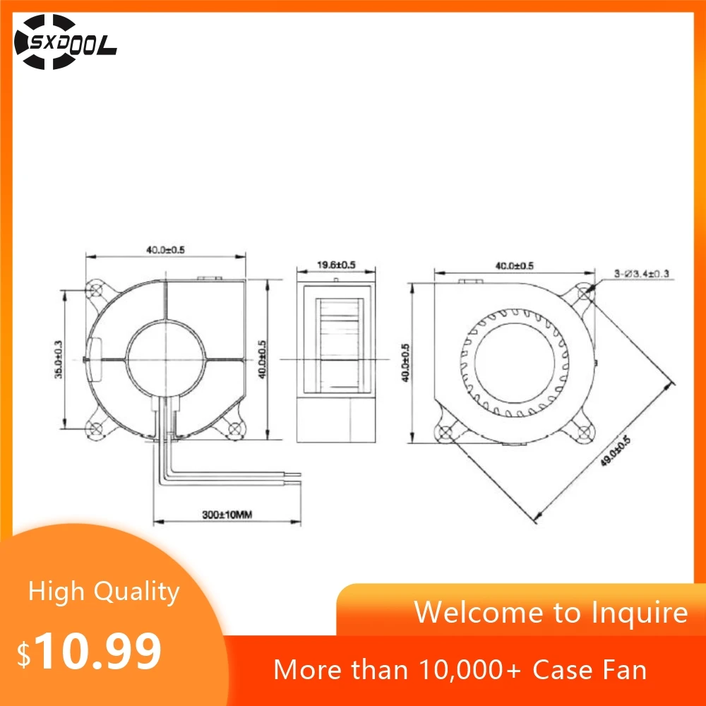 

2 шт., детали для 3D-принтера, охлаждающий вентилятор-кулер SXDOOL 40 мм, 4 см, турбонагнетатель постоянного тока, 12 В, 0,08 А, 2 контакта, бесuhless 4020, 40x40x20 мм