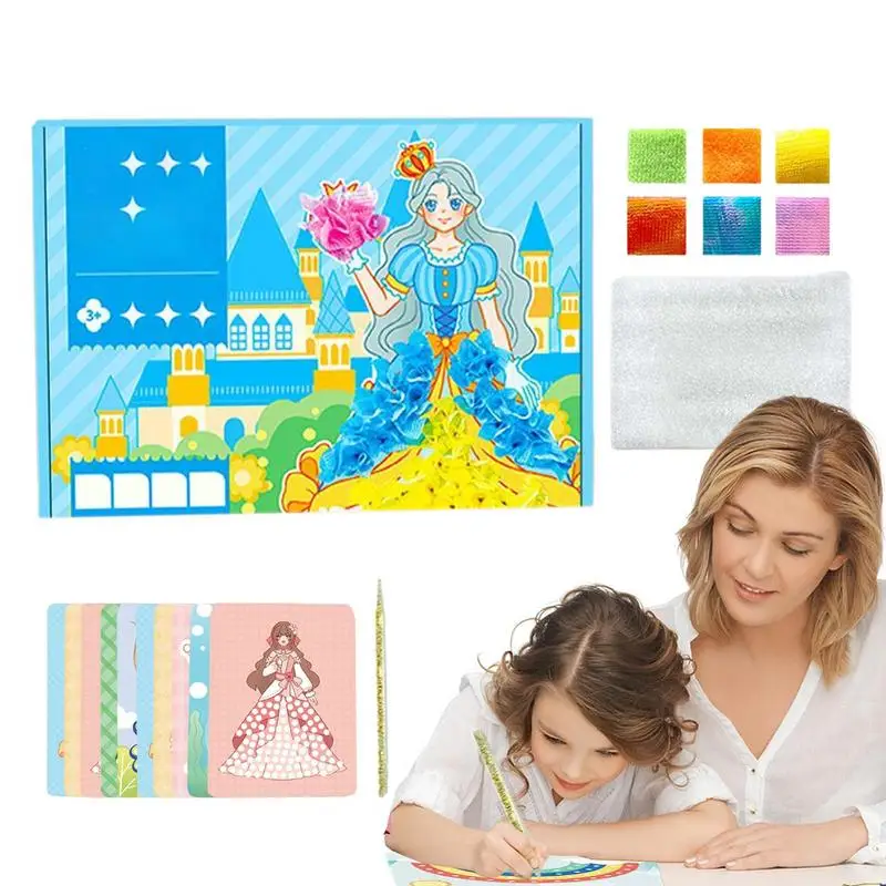 Kid Poke Paint Toy Art Poke Handmade DIY Toy Fabric Art Frenzy Girls Poking Puzzle Puncture Painting Toy Children Montessori Toy