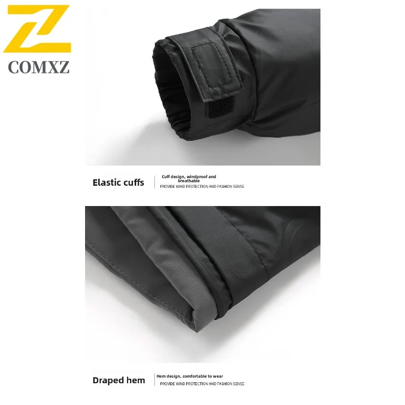 COMXZ Mens Down Jacket Premium Leisure Stand Collar Outdoor Snow Lightweight Parka Solid Color Adventure Warm Winter Garment