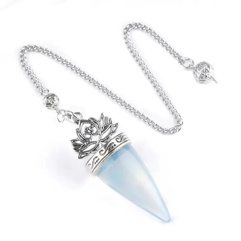 péndulo de adivinación profesional para radiestesia  de ópalo Reiki para respuestas de adivinación, varilla, Color plateado de lujo, opalita, Wicca, flor de la vida, colgante espiritual péndulo testigo esotericos  X385