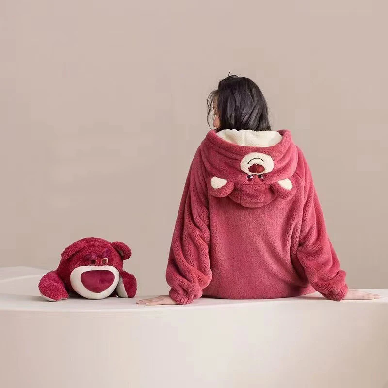 Miniso Marca Lotso Donna Veste Pigiama a maniche lunghe Abbigliamento per la casa da donna Indumenti da notte Camicia da notte con cappuccio