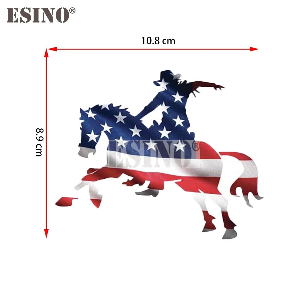 Creative USA America National Flag Knight Horse Rider Cartoon PVC Carving Waterproof Car Body Sticker Pattern Vinyl