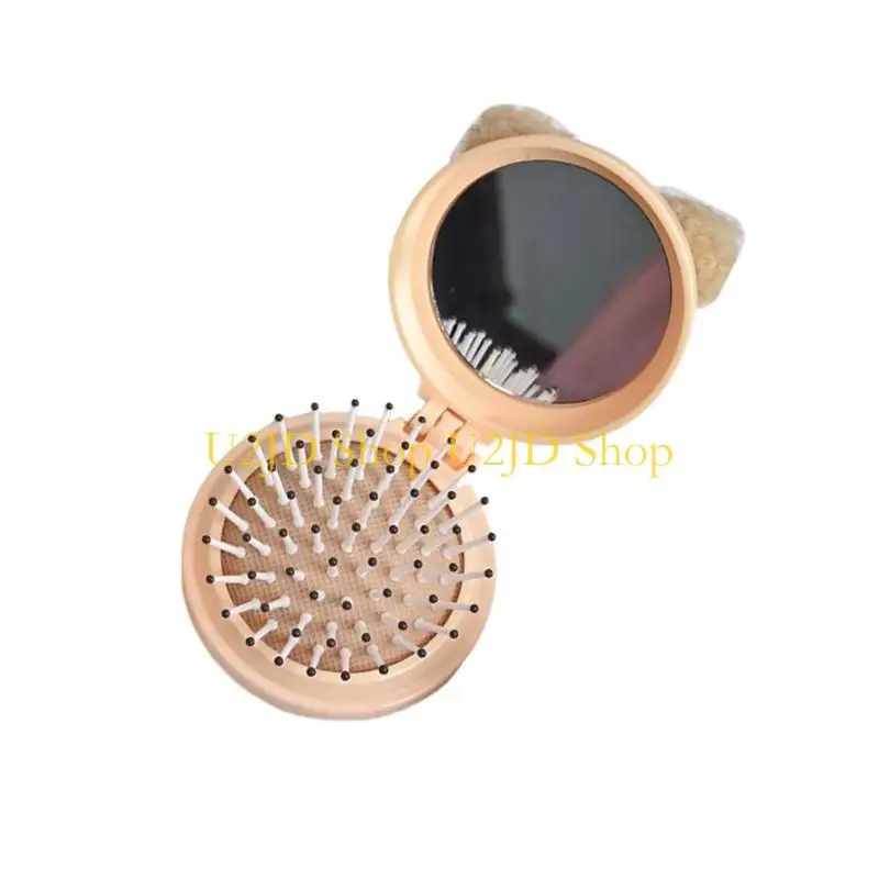 U2JD portátil BONITO Urso Espelho maquiagem e dobrável Ferramenta estilo para uso diário viagem e uso viagens