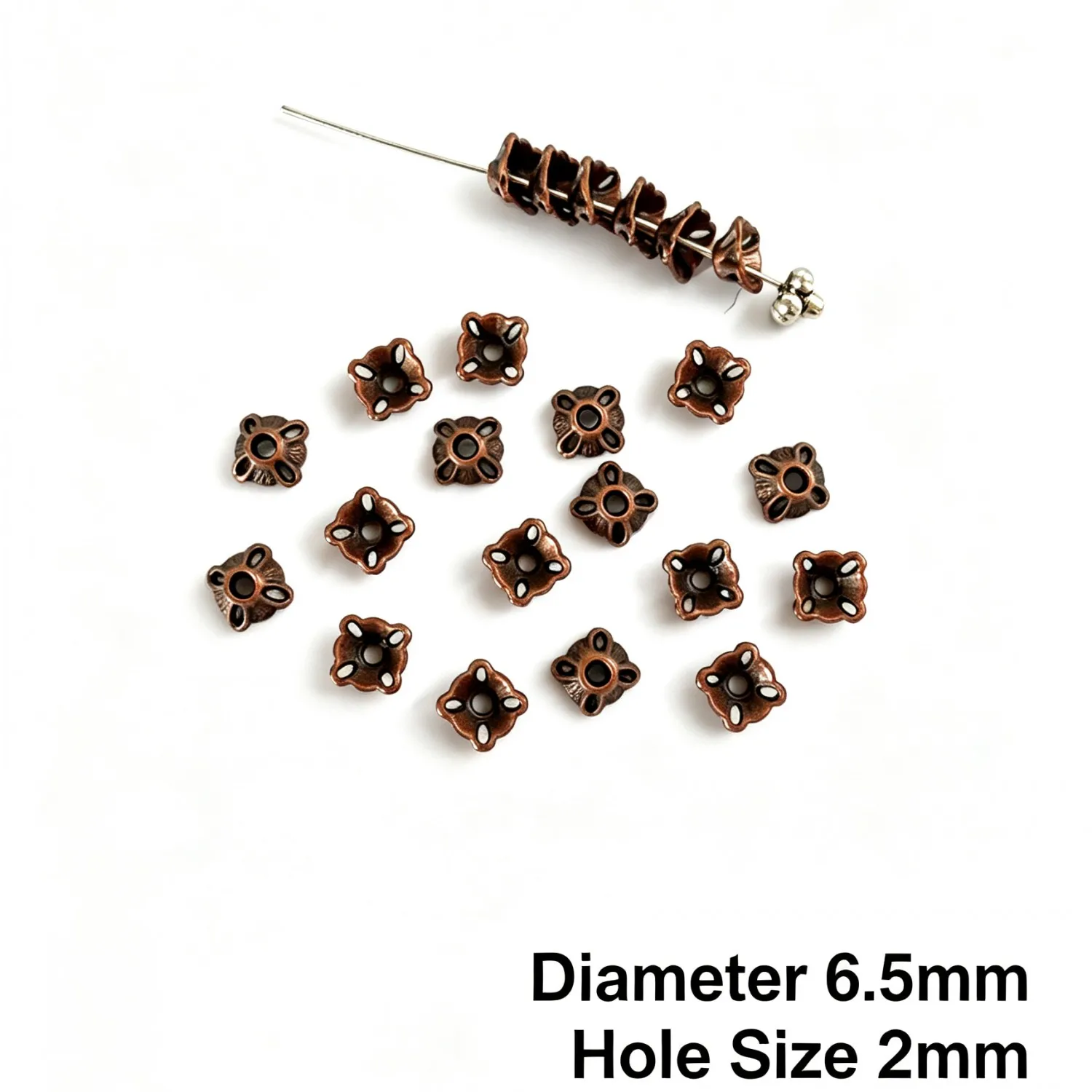 100Pcs 6.5×3.5mm Zinc Alloy Antique Red Copper Mini Bead Caps DIY Jewelry Accessories H5231