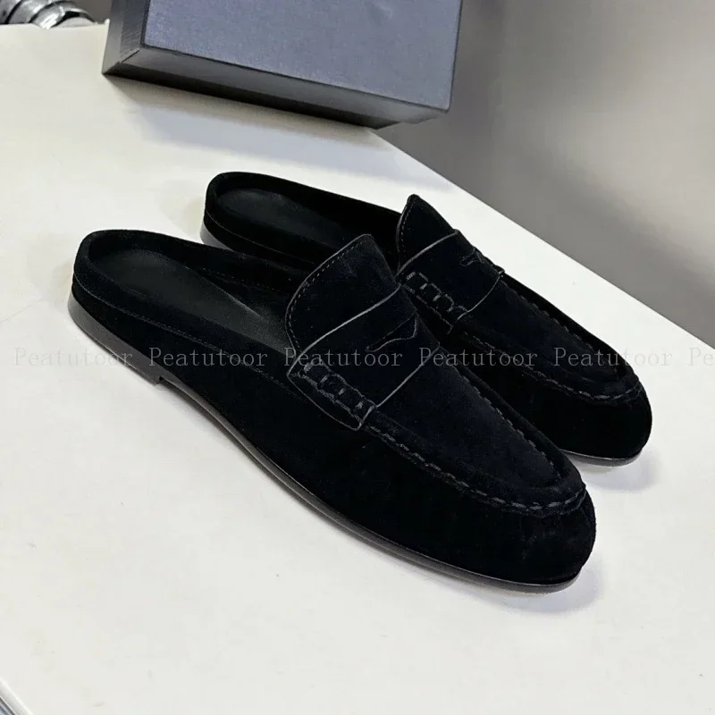 Vrouwen Mode Slippers Top Kwaliteit Suède Zomer Slip op Flats Slides Casual Loafers Beknopte Wandelschoenen Maat 35-40