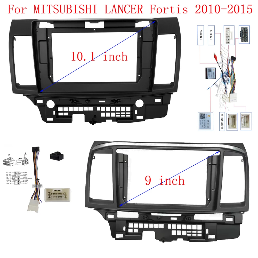 9/10 Inch Fascia For MITSUBISHI LANCER Fortis 2010-2015 Car Radio Stereo GPS MP5 Android Player 2 Din Head Unit Panel Dash Frame