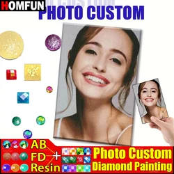 HOMFUN Resin + Fairy Dust + AB Drill Photo Custom Customizable For Any Image DIY 5D Mosaic Embroidery Hobby Birthday Gift
