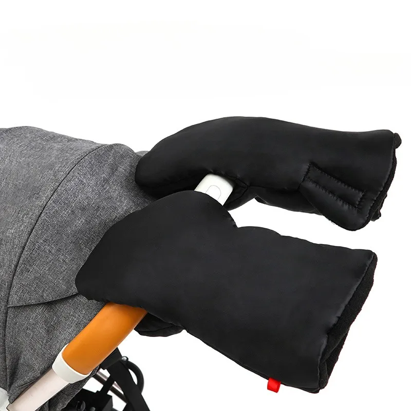 Black Waterproof Pram Stroller Warm Gloves Mitten Baby Carriage Winter Hand Muff Stroller Mitten Winter Stroller Accessories