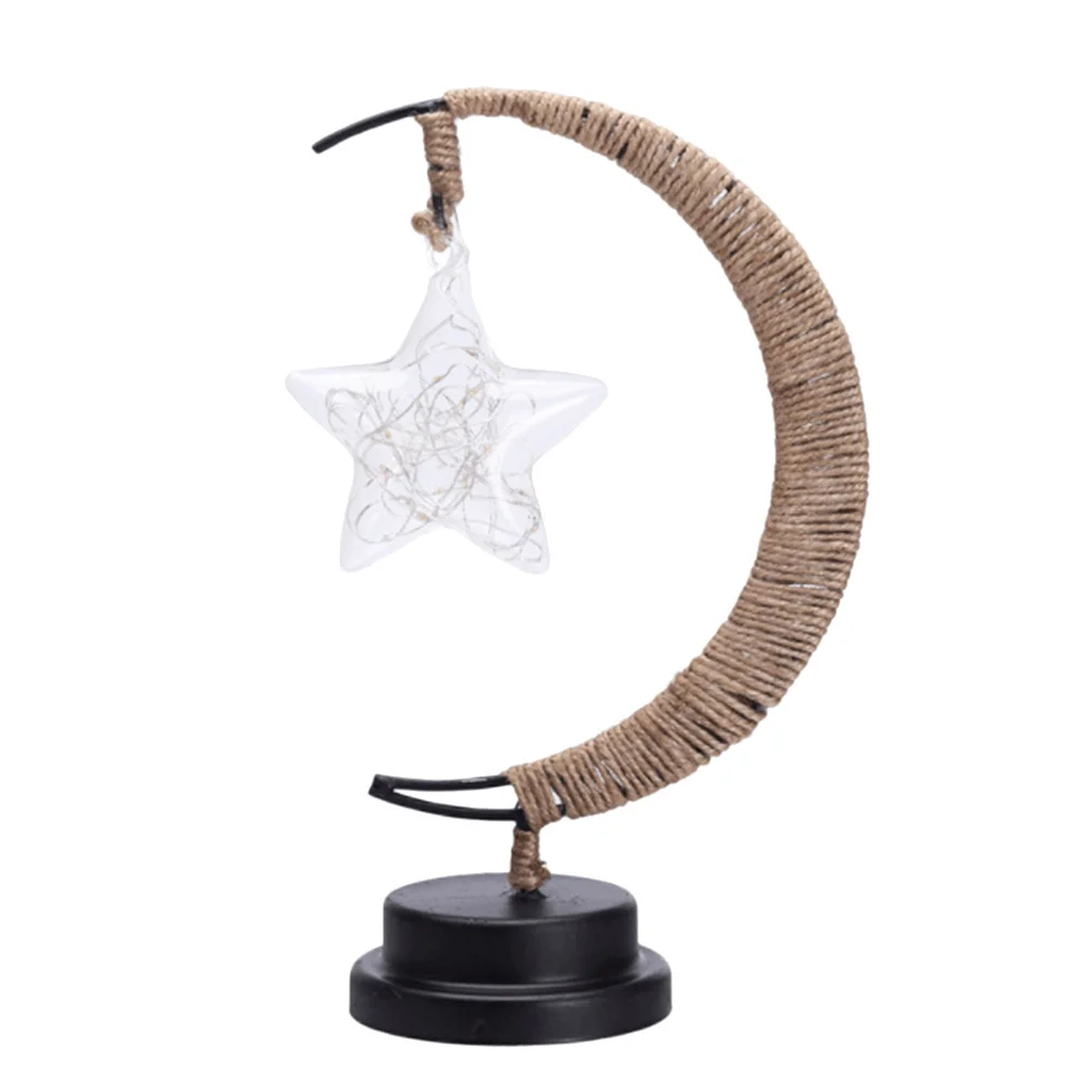 USB الحديد ليلة مصباح LED نجمة القمر شكل ضوء الليل توفير الطاقة الإبداعية مكتب الديكور ستار ضوء LED مصباح