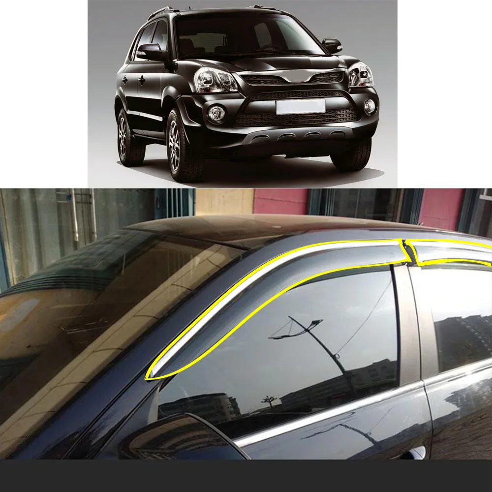 

Car Sticker Plastic Window Glass Wind Visor Rain/Sun Guard Vent For HYUNDAI Tucson 2006-2007 2008 2009 2010 2011-2012 2013 2014