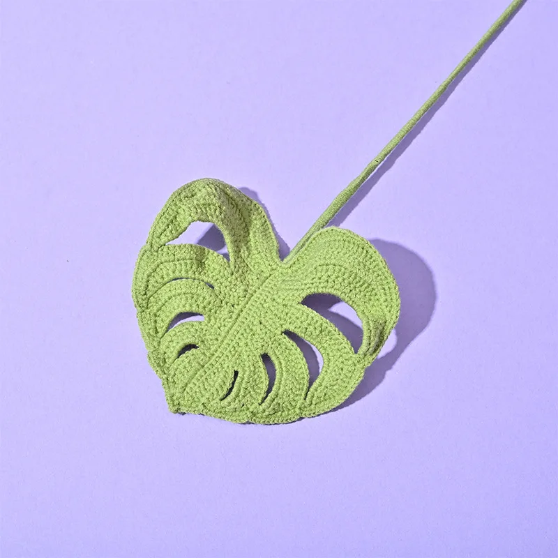 Gehäkeltes Monstera-Blatt, gestrickte künstliche Blätter, kreative handgewebte Blätter, DIY-Blumenstrauß, Heimdekoration, Geschenk – Detail 6